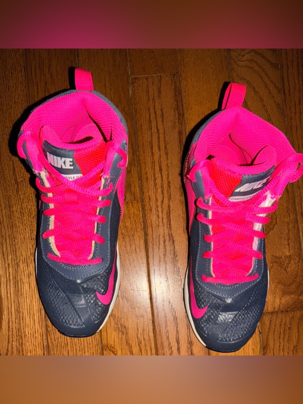 Little Girls Sz 1 Youth Nike Team Hustle D 7 Pink/Grey/White